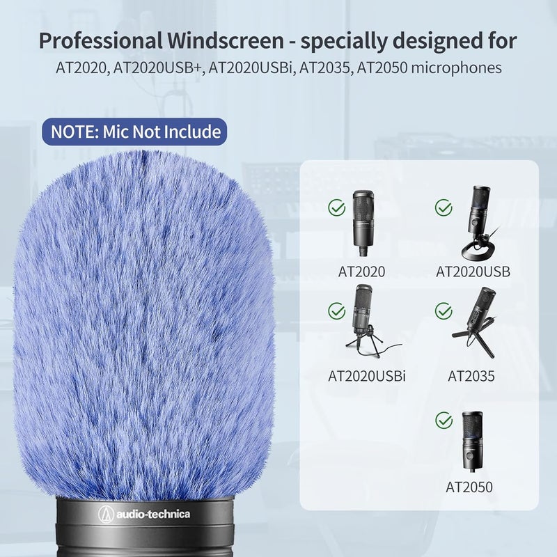 JYUVICT Pop Filter for Audio-Technica AT2020 Microphone，Mic Covers Foam with Furry Windscreen Muff Windshield Acoustic Recording Filter and Noise for AT2020USB AT2035 AT2040 AT2050 ATR2500 ATR2500X AT4040 - Image 3